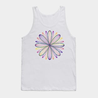 Fireworks Flower | Rainbow Rose Curve White Tank Top